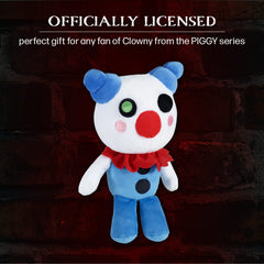 PIGGY Clowny plush body with high-quality embroidery for a collectible feel.
