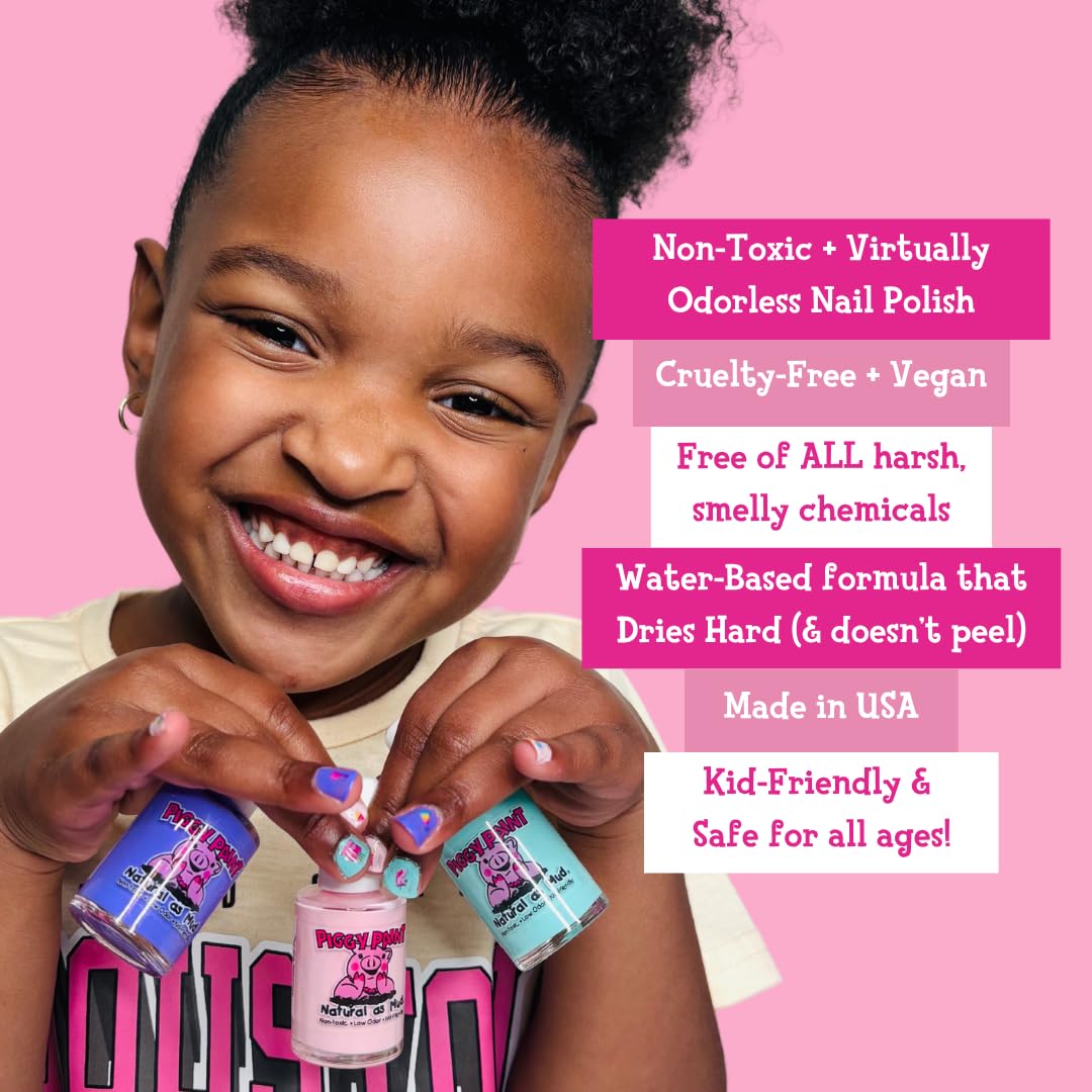 Piggy Paint water-based formula text suggests easy cleanup and quick-drying