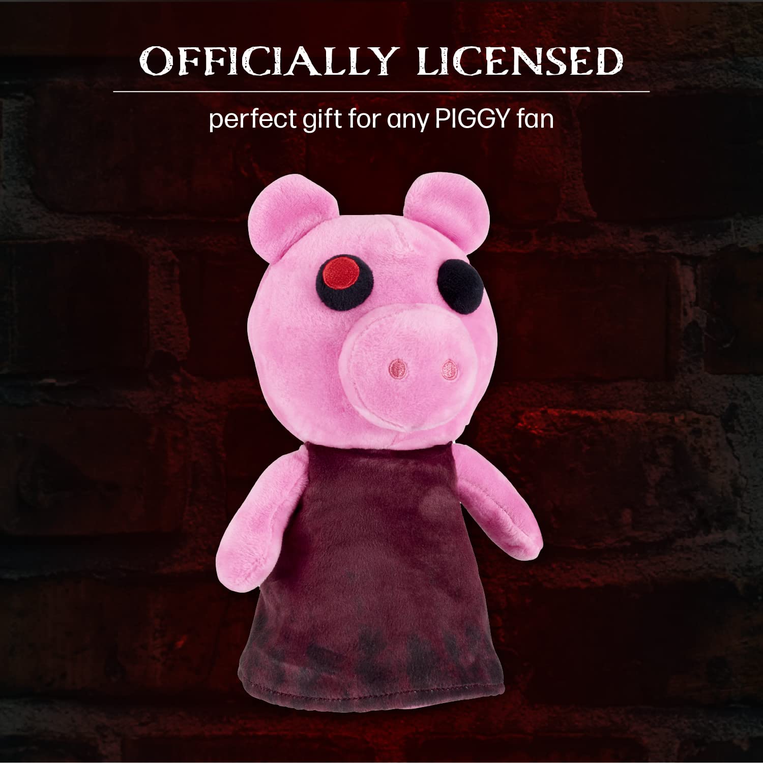 PIGGY plush Series 1 side view highlighting detailed stitching for durability