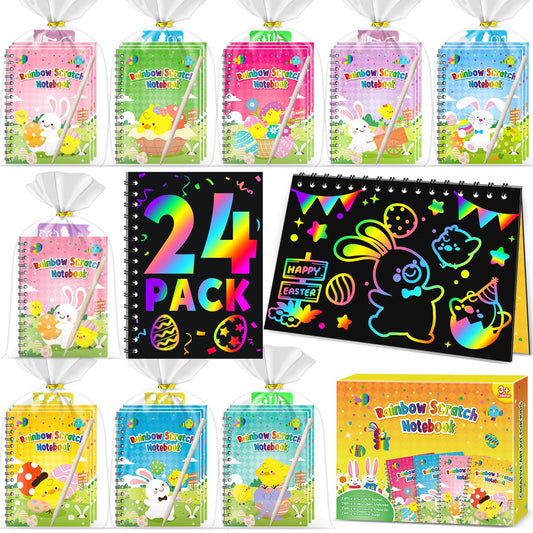 Pigipigi Kids rainbow scratch-notepads in gift box for creative play.