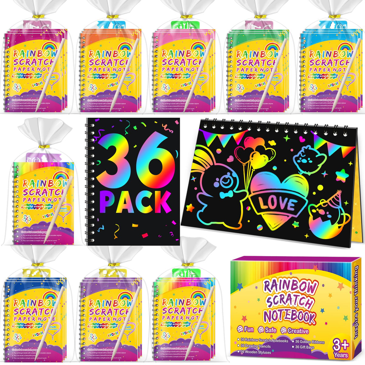 Pigipigi Kids scratch rainbow notebook sparks imaginative play and fine motor skills.