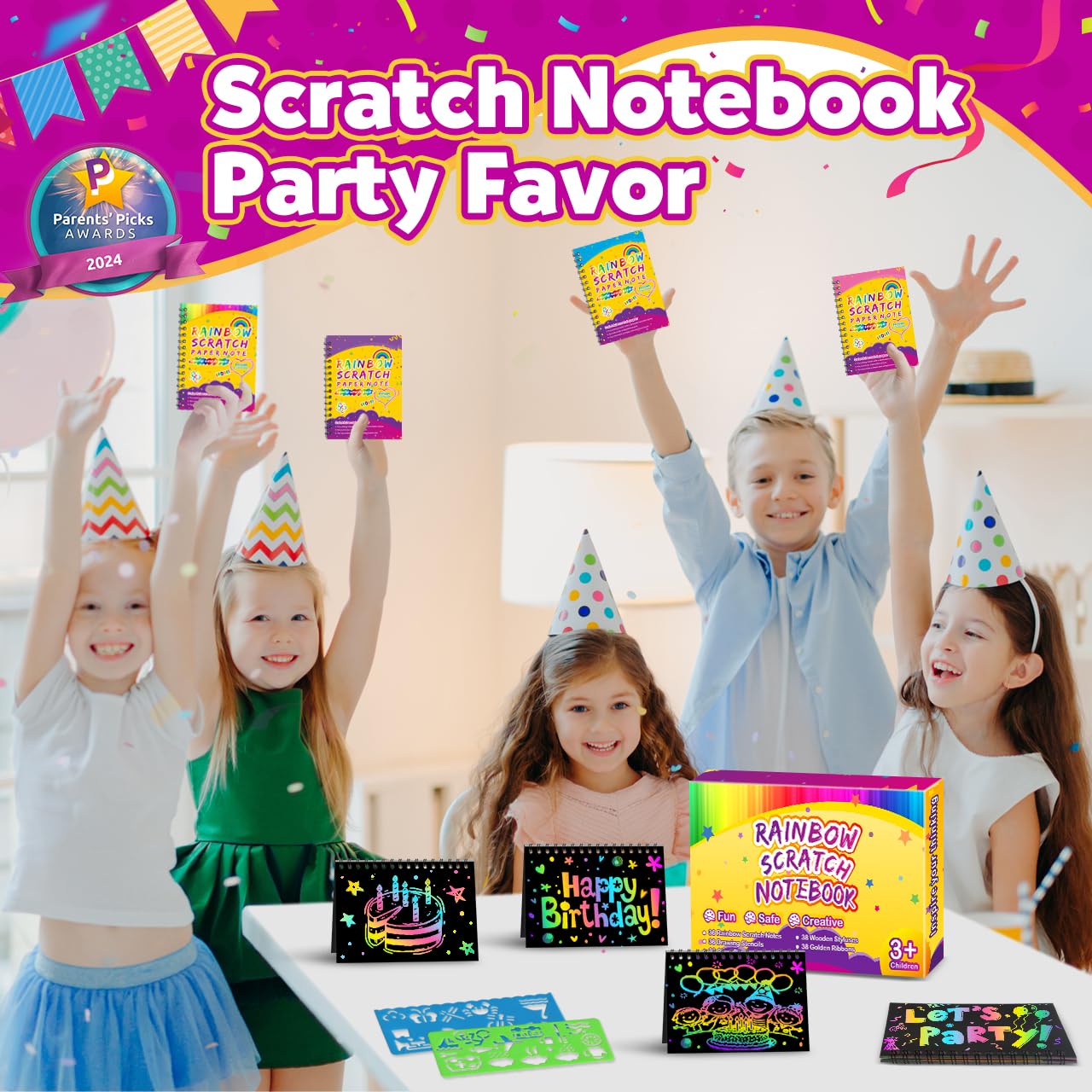 Pigipigi Kids wooden styluses offer smooth scratch art for mess-free creativity.