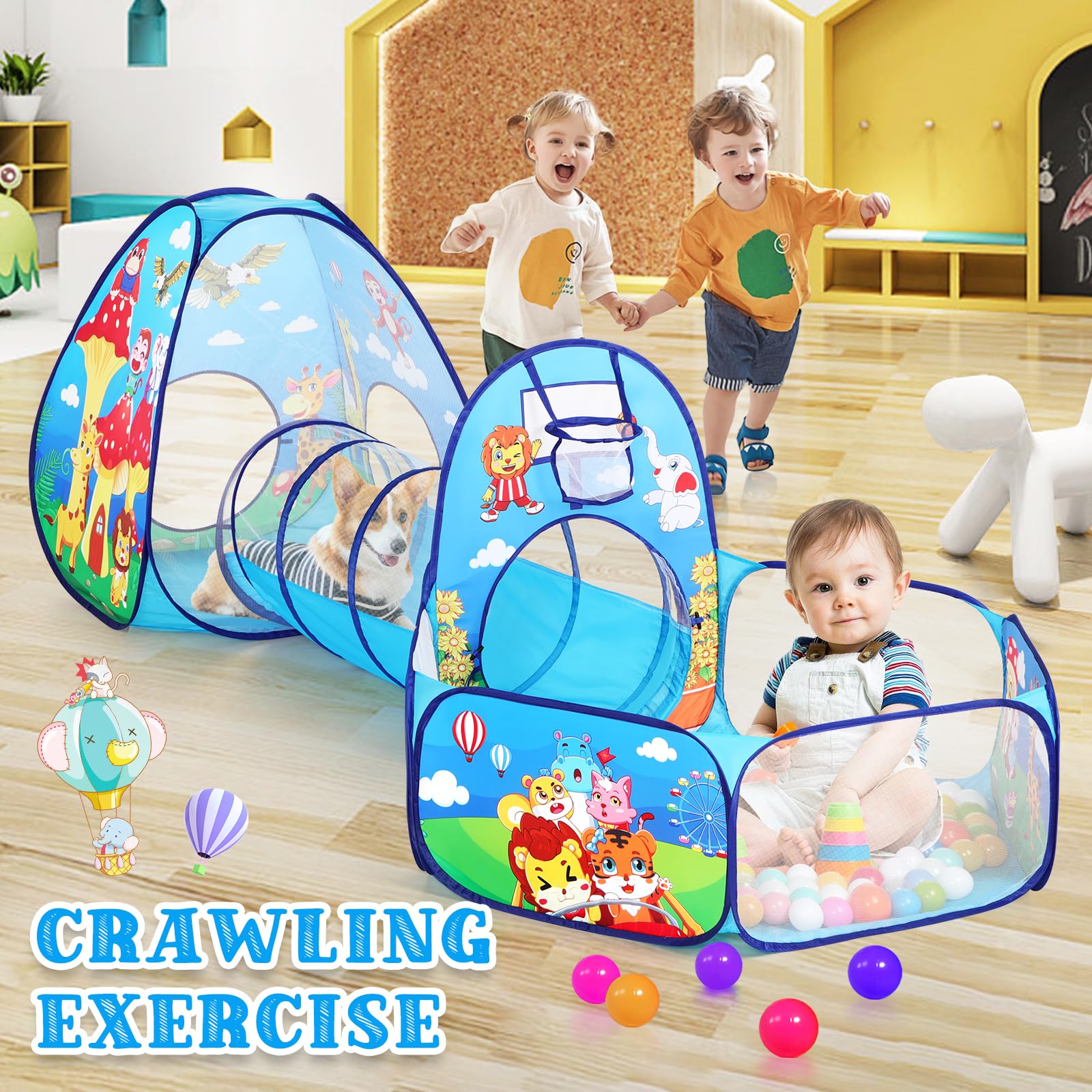 PigPigPen Jungle ball pit play area offers a safe, colorful space.