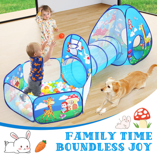 PigPigPen Jungle tunnel play tent promotes crawling and active exploration.