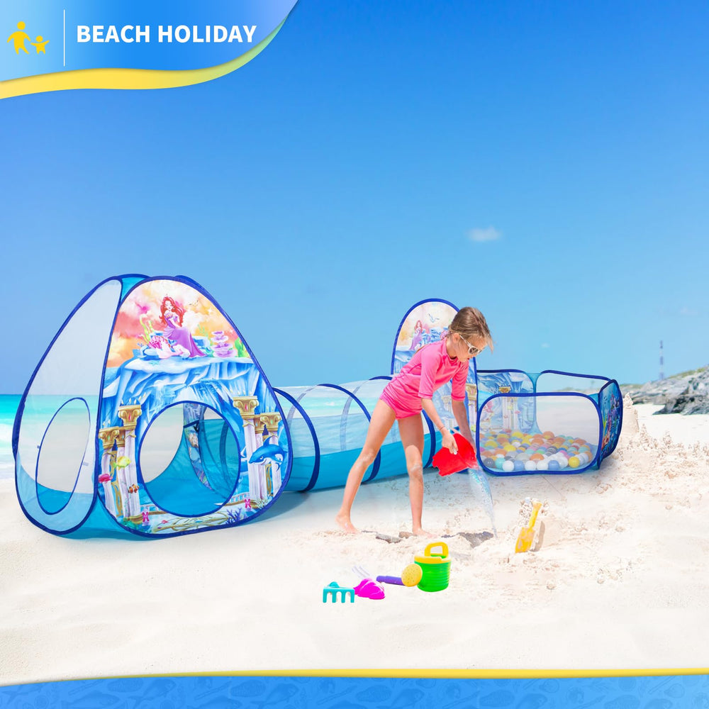 PigPigPen Mermaid Tent folds neatly into a zipper case for storage.