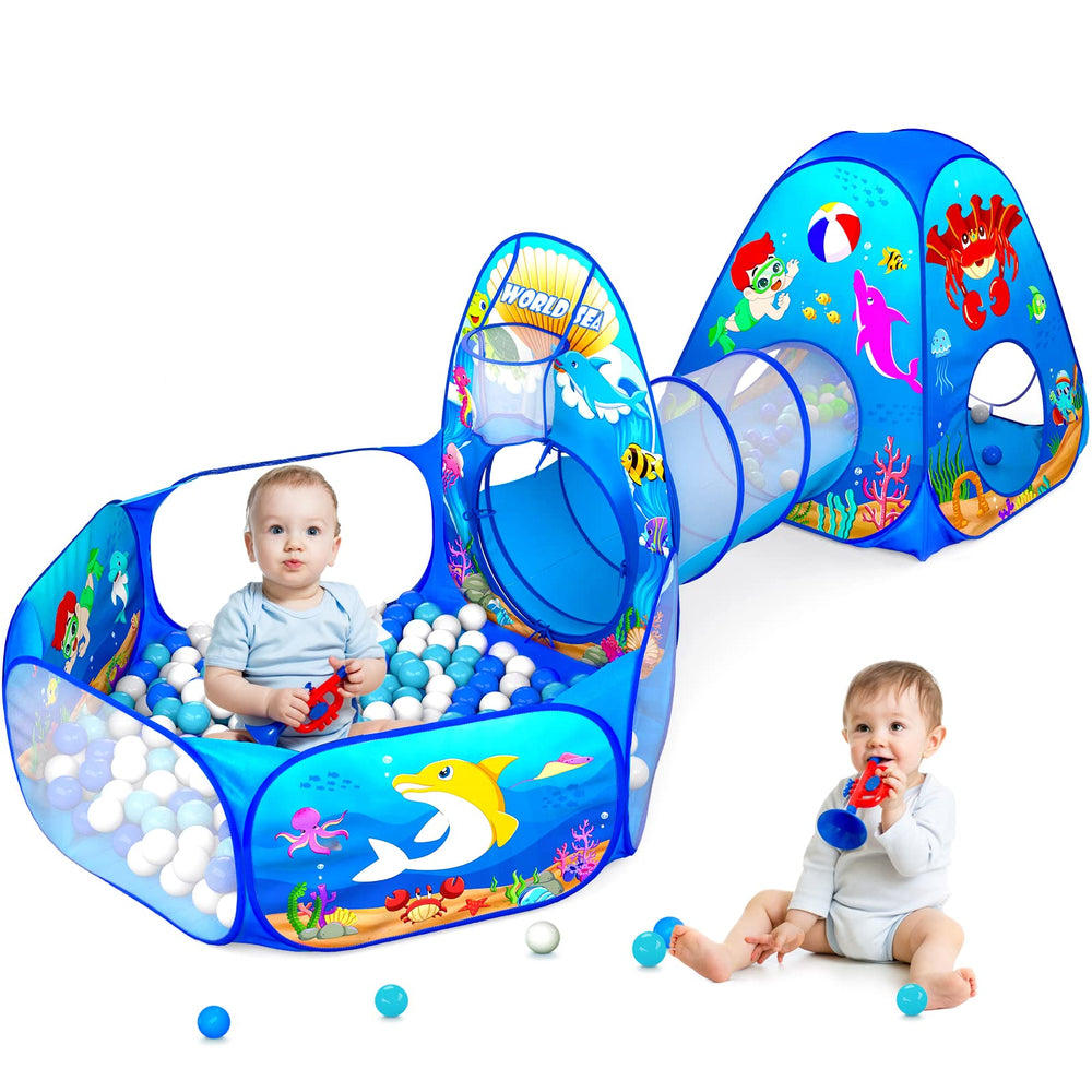 PigPigPen Ocean 3in1 play tent with tunnel and ball pit, for indoor and outdoor fun