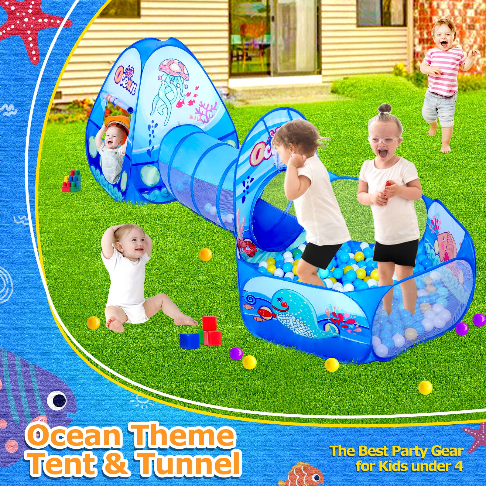 PigPigPen ocean theme fabric and safety features ensure cozy play