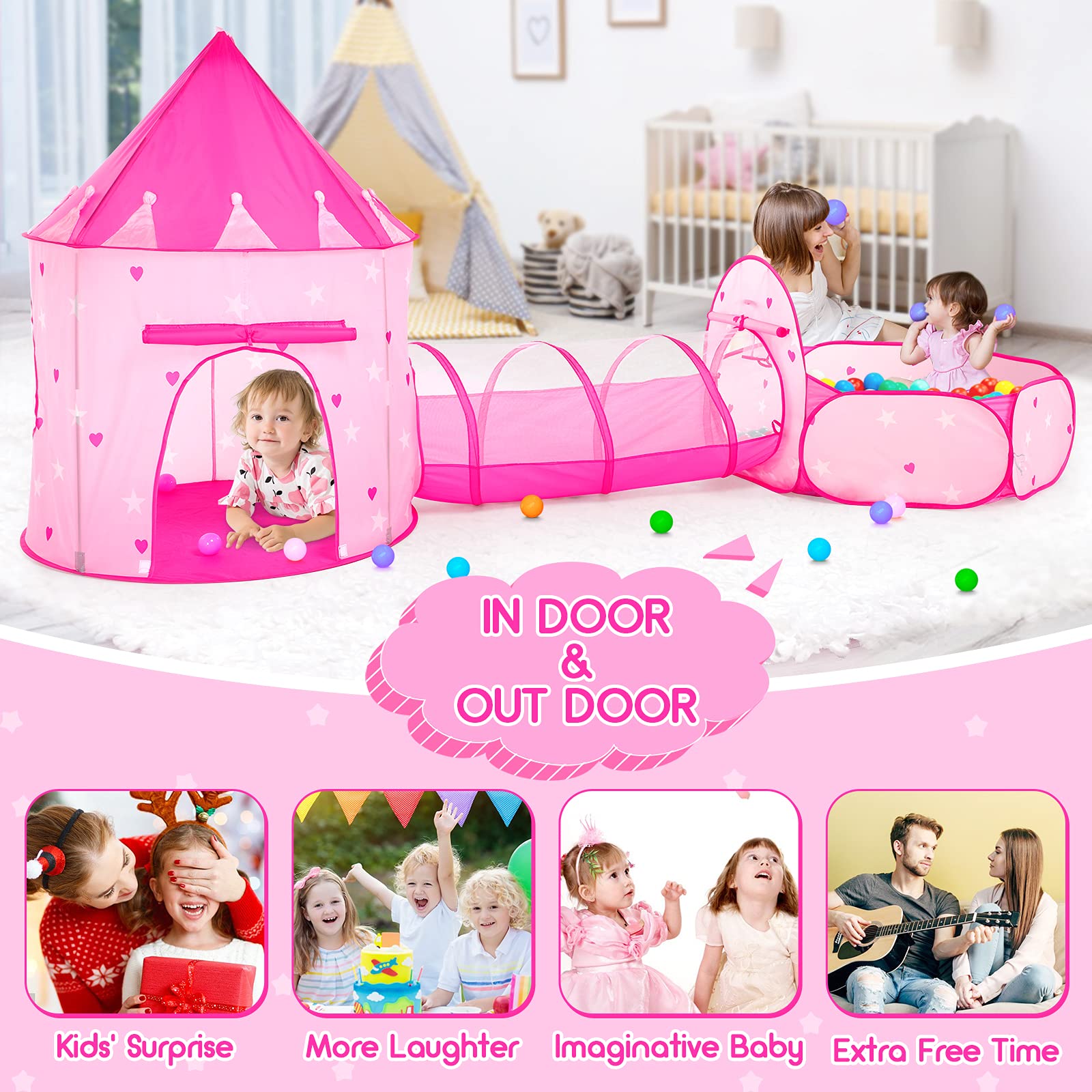 PigPigPen Princess Tent for Toddlers invites imaginative role play and cozy hideaways.
