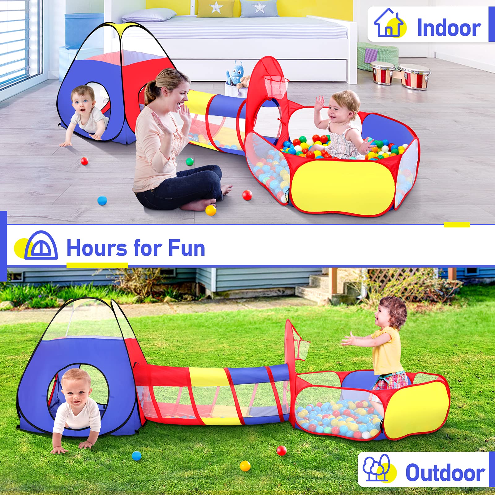 PigPigPen tunnel invites crawling and exploration stimulating motor skills.