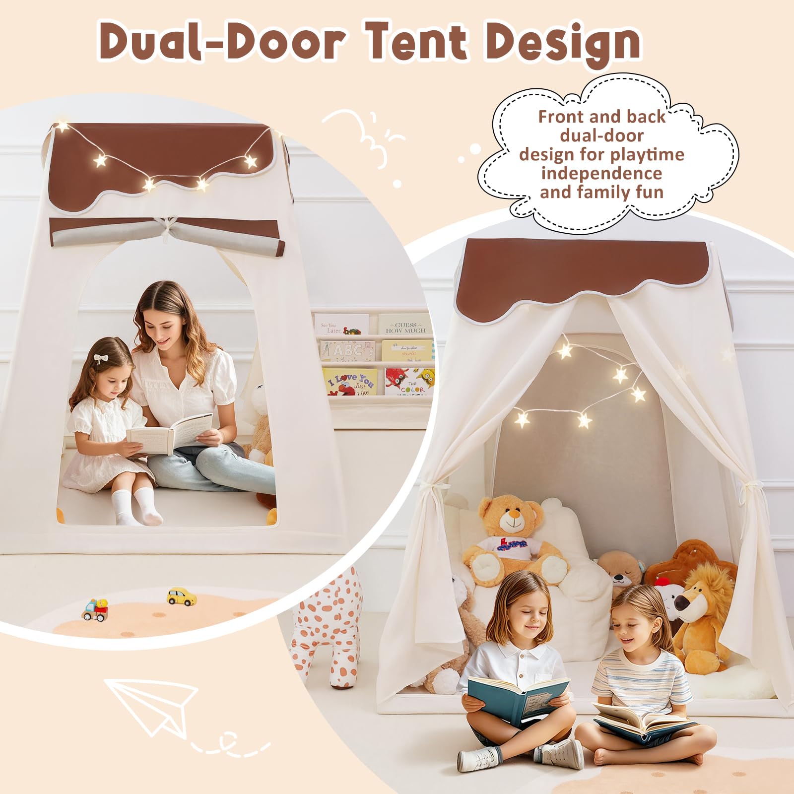PIIKAGO dual-door indoor toddler tent invites easy entry for shared play