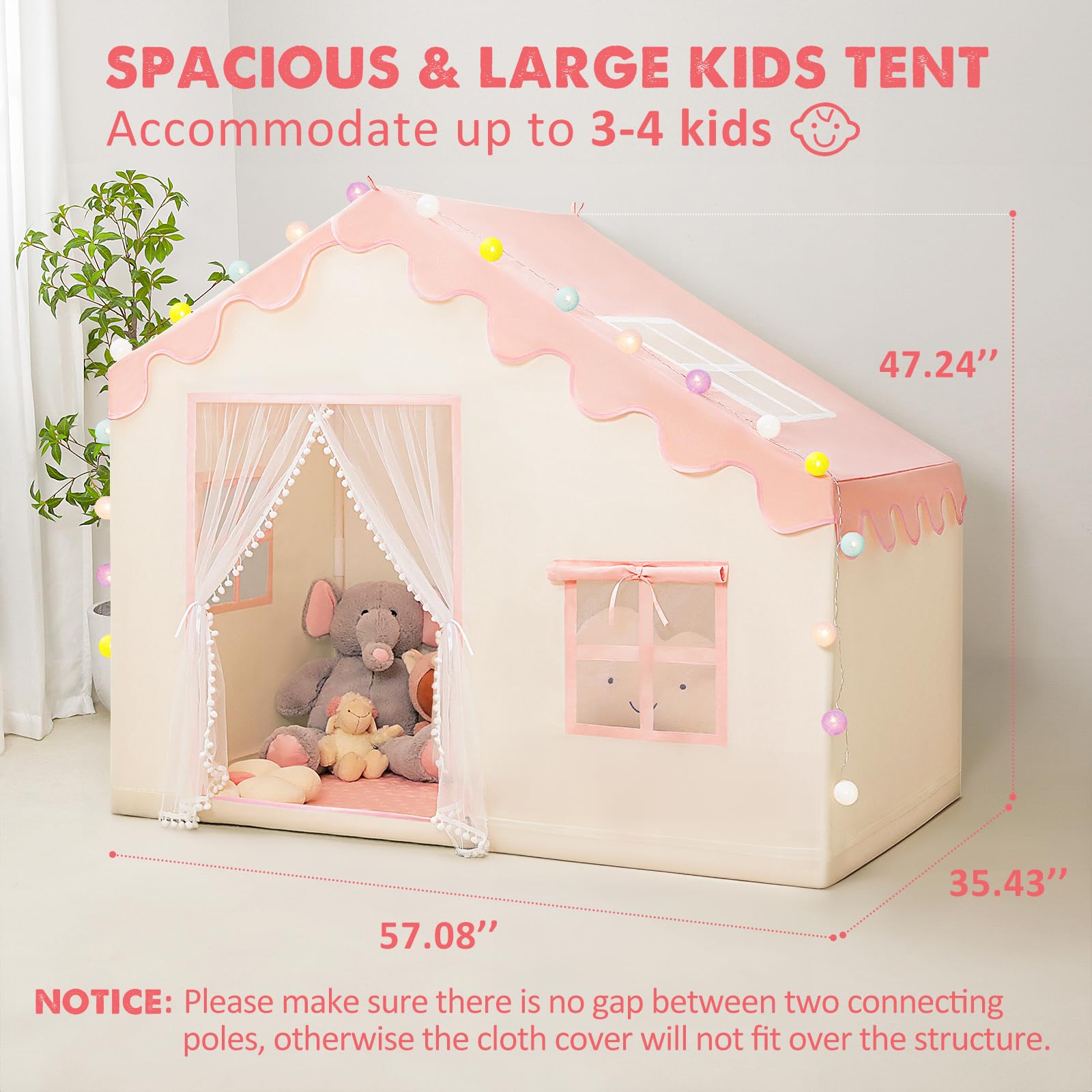 PIIKAGO play tent breathable windows provide ventilation during play.