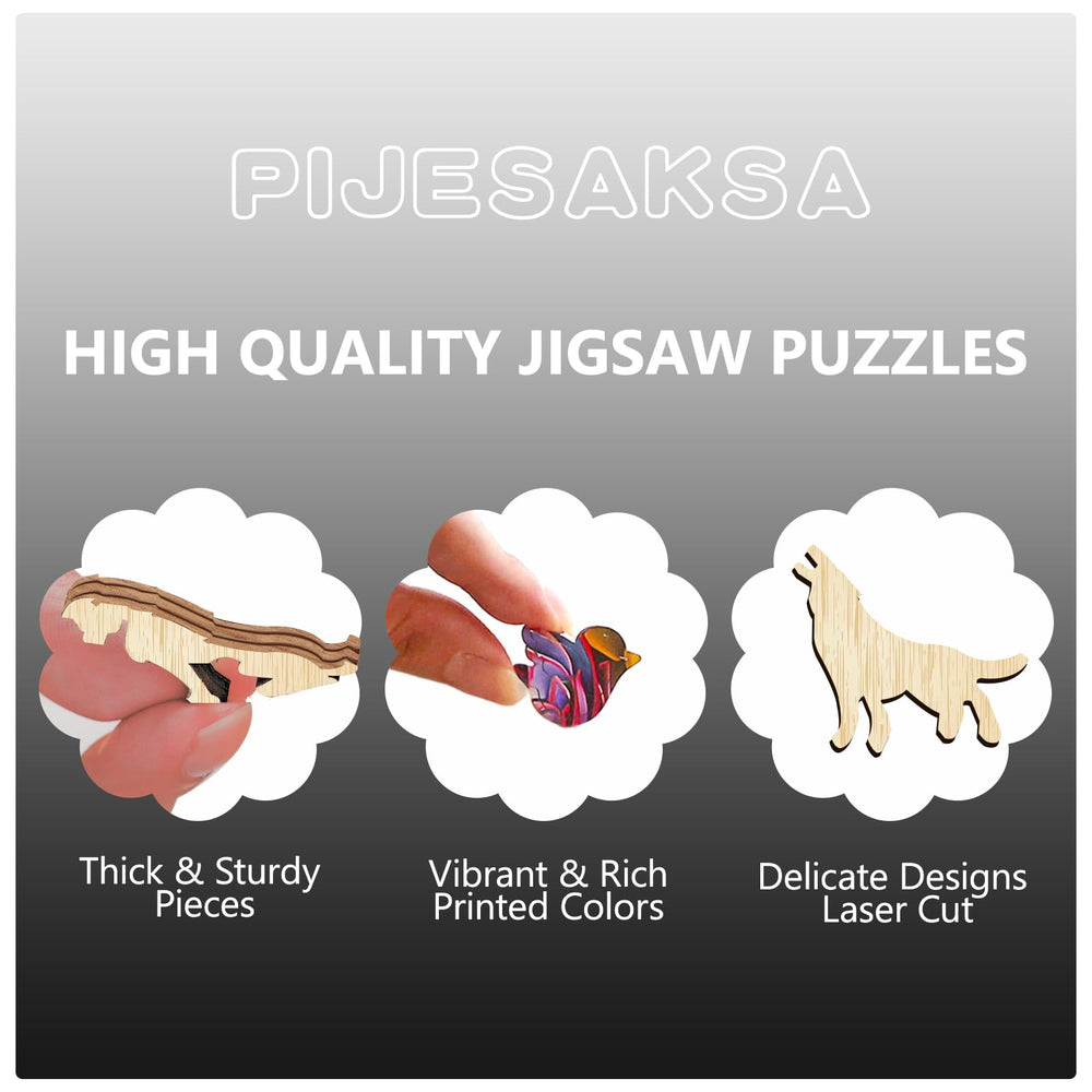 Pijesaksa gift-ready wooden puzzle, perfect for birthdays or celebrations.