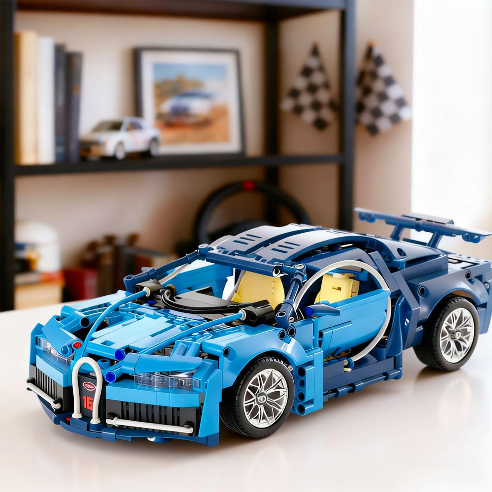 PIKARO car model showing rotatable wheels and movable rear spoiler.