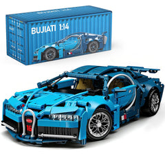 PIKARO blue 1:14 sports car model kit with 1144 pieces for display and collection.
