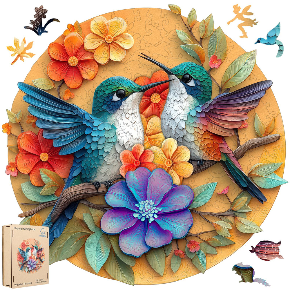 Pikoqunc hummingbird puzzle wood pieces show premium grain for satisfying assembly
