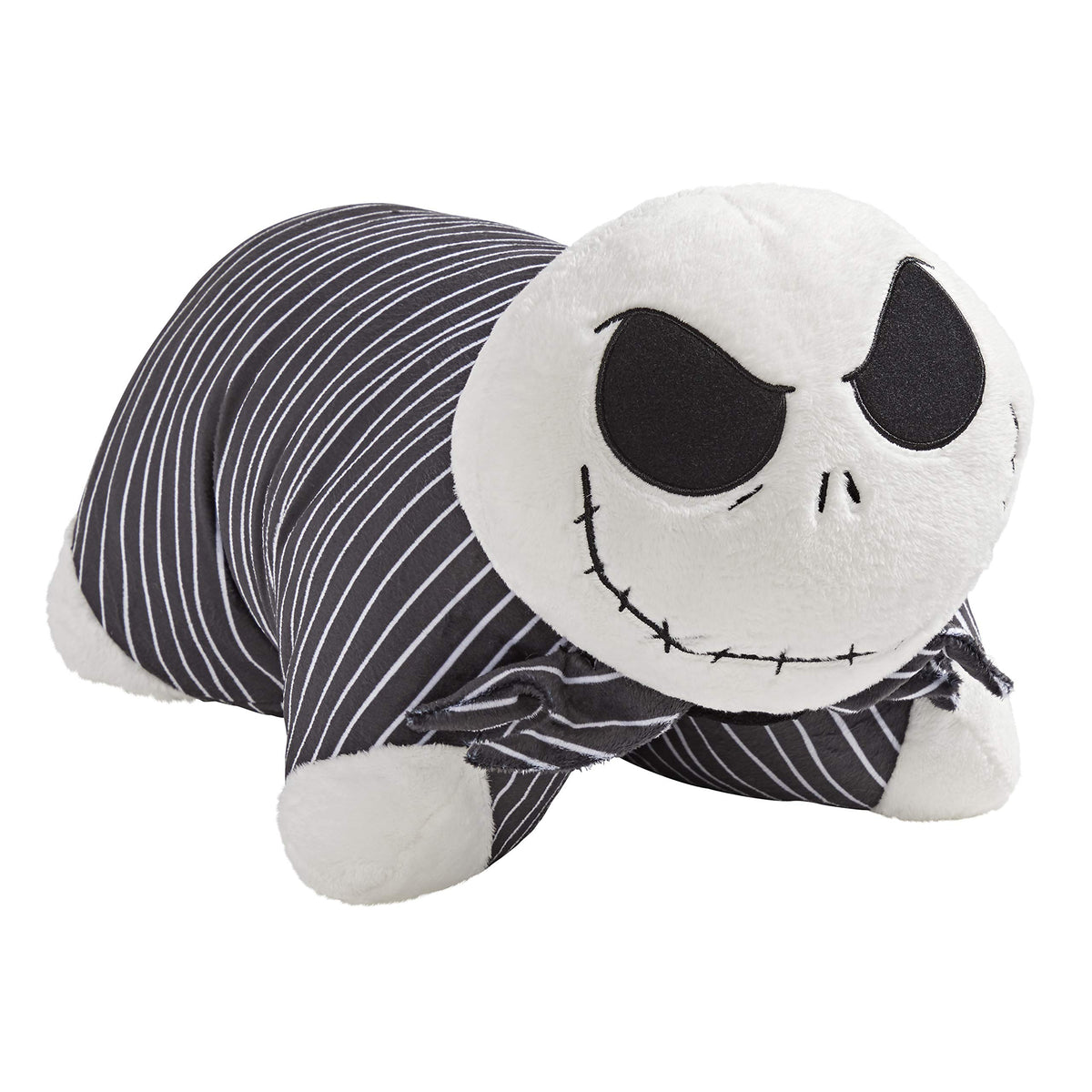 Pillow Pets Jack Skellington plush in soft fabric for comforting snuggles.