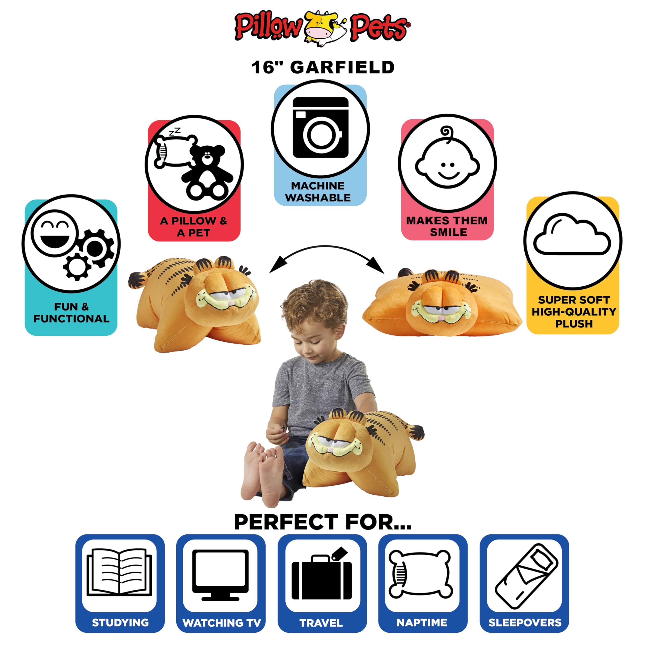 Garfield Pillow Pets used as a reading and TV buddy