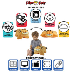 Garfield Pillow Pets used as a reading and TV buddy