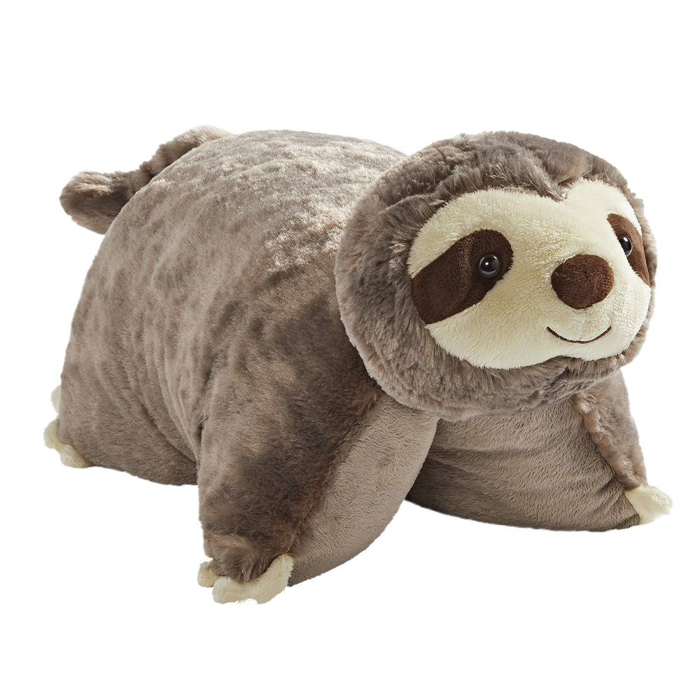 Pillow Pets Sunny Sloth front view, perfect for cuddles and imaginative play.