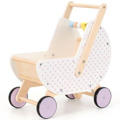 Pillowhale wooden baby walker with adjustable handle for growing toddlers.
