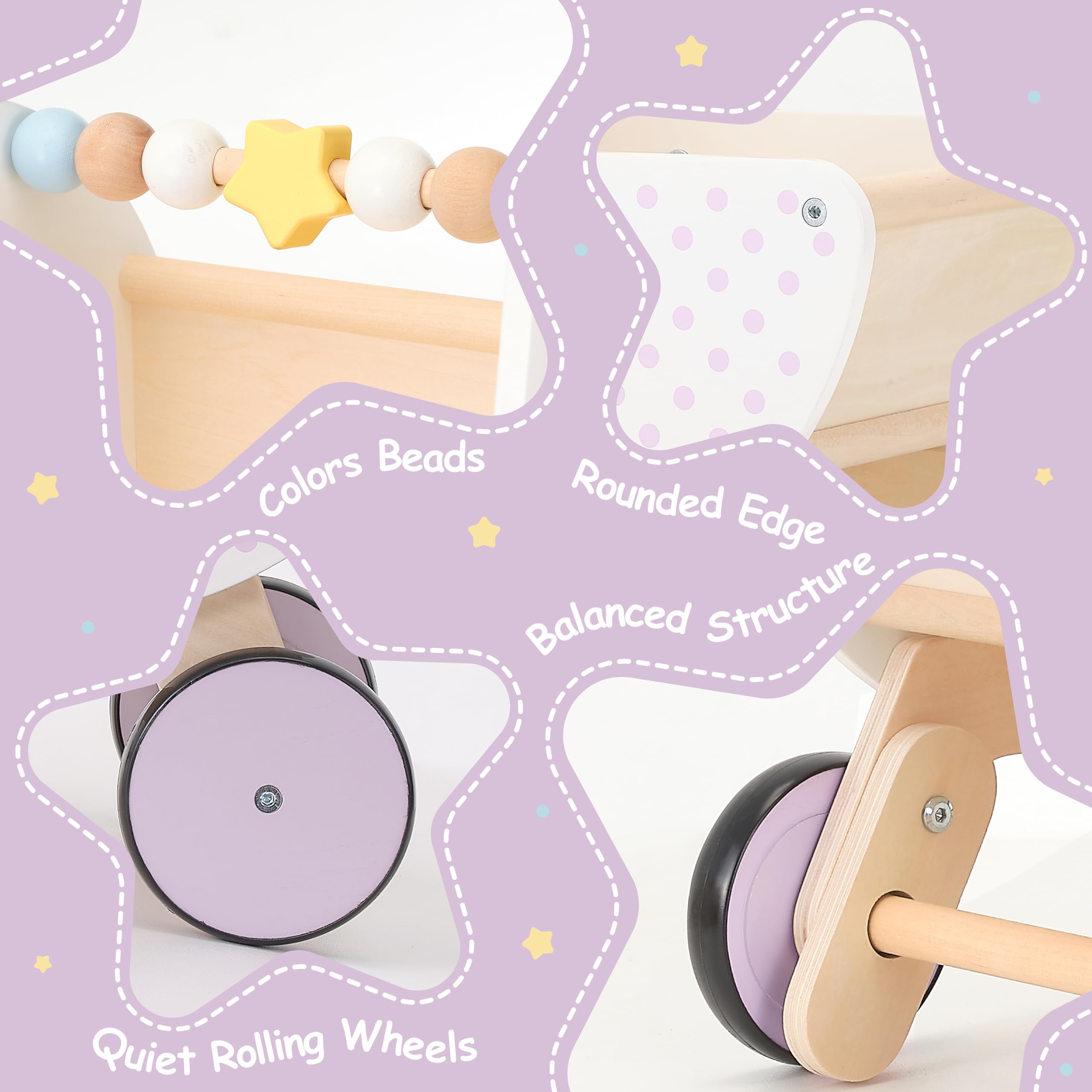 Pillowhale walker features anti-tip base for stable early steps.