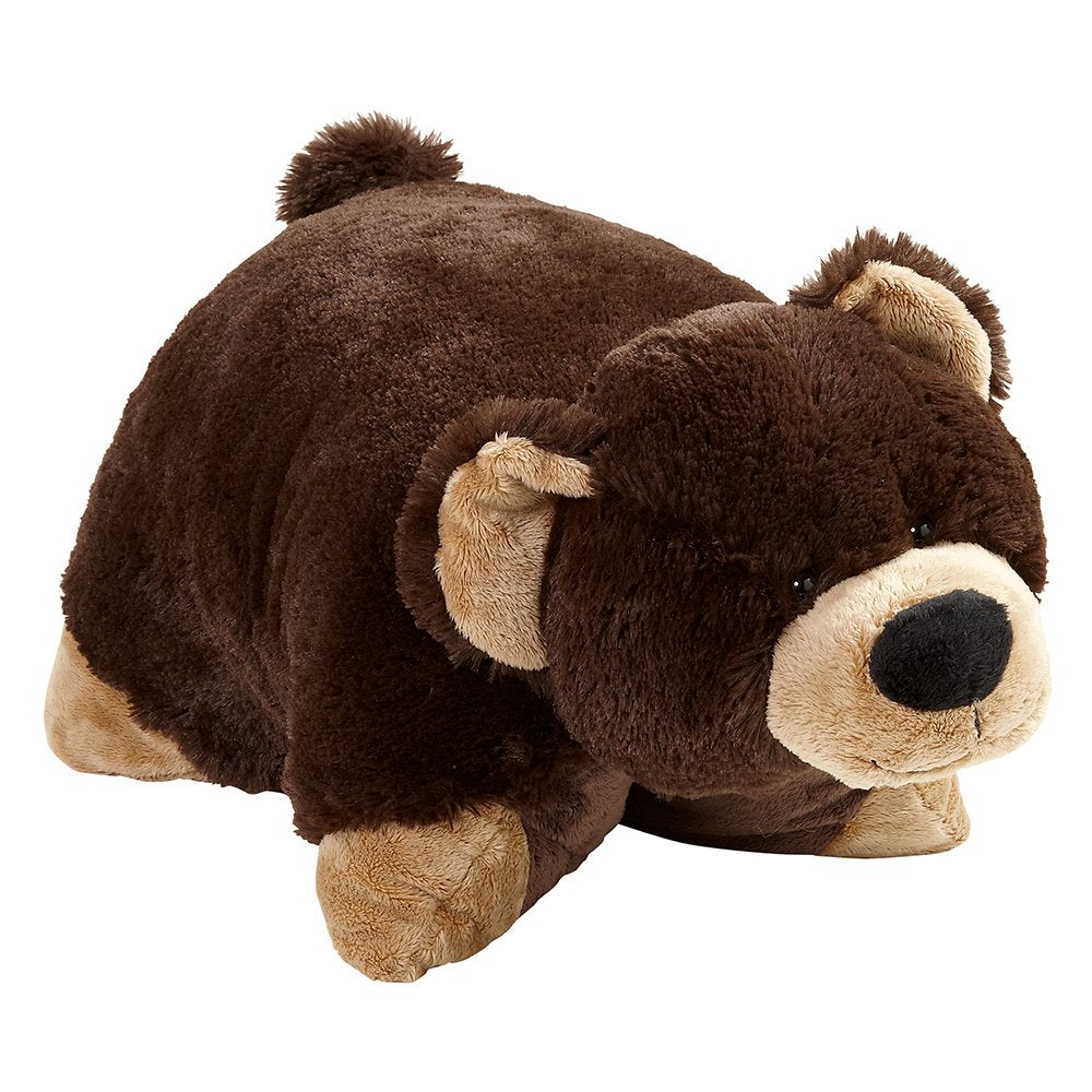 Pillow Pets Mr. Bear in 18-inch pillow form for cozy naps and travel comfort