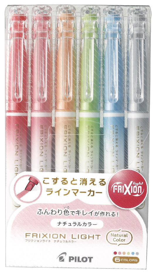 PILOT Frixion Light Natural Colors 6-set packaging shows pale tones for organized notes.
