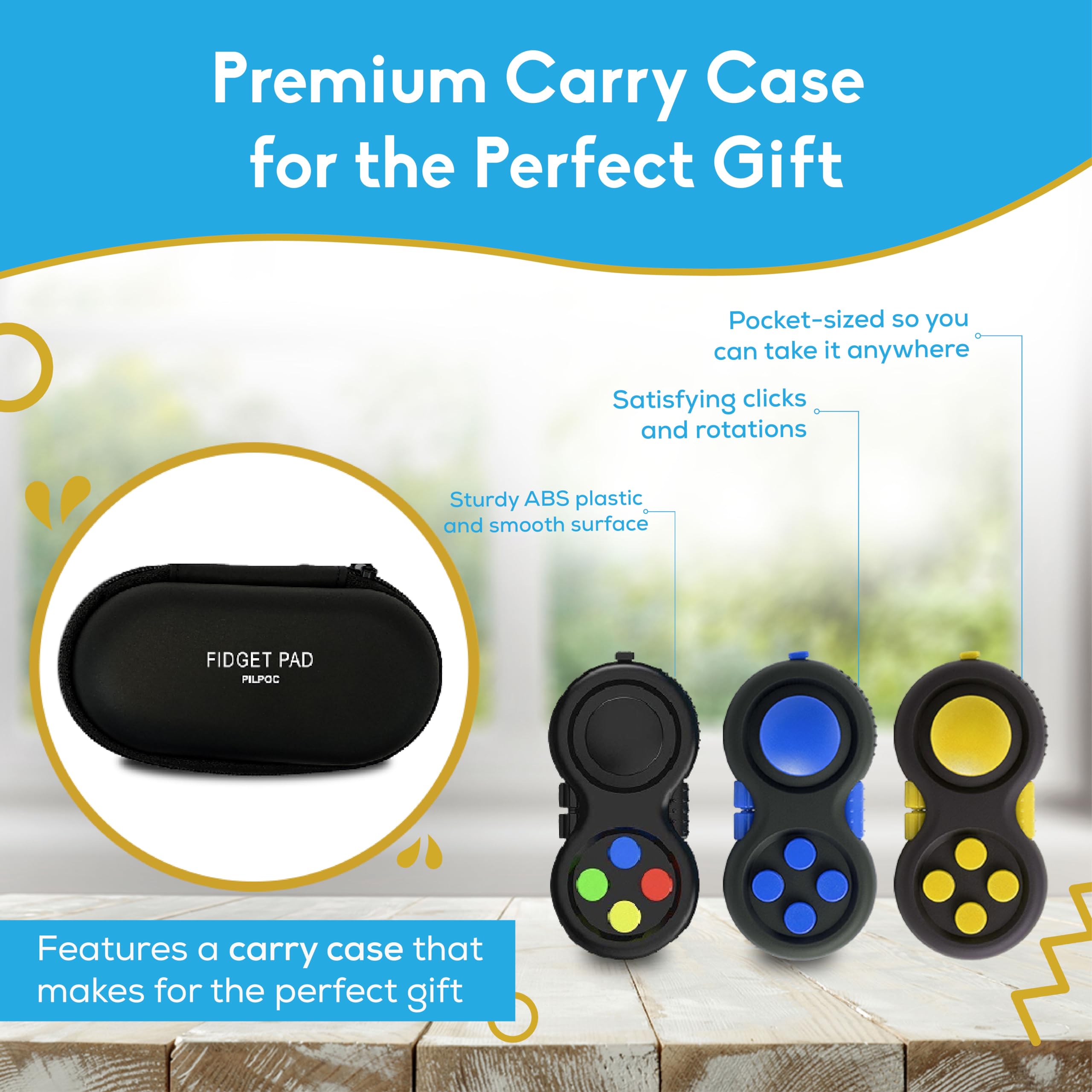 PILPOC Fidget Pad grip-textured roller provides tactile massaging feel.