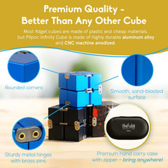 PILPOC TheFube Infinity Cube blue being rotated in hand for focus