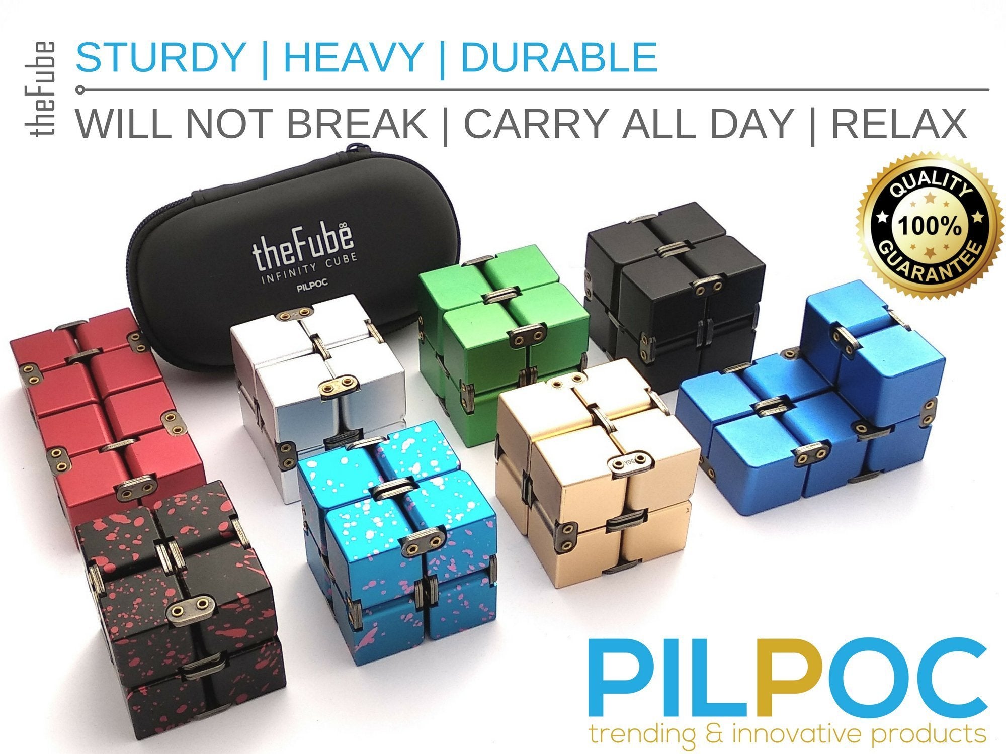 PILPOC theFube Infinity Cube soft-buttons for soothing, quiet work sessions.