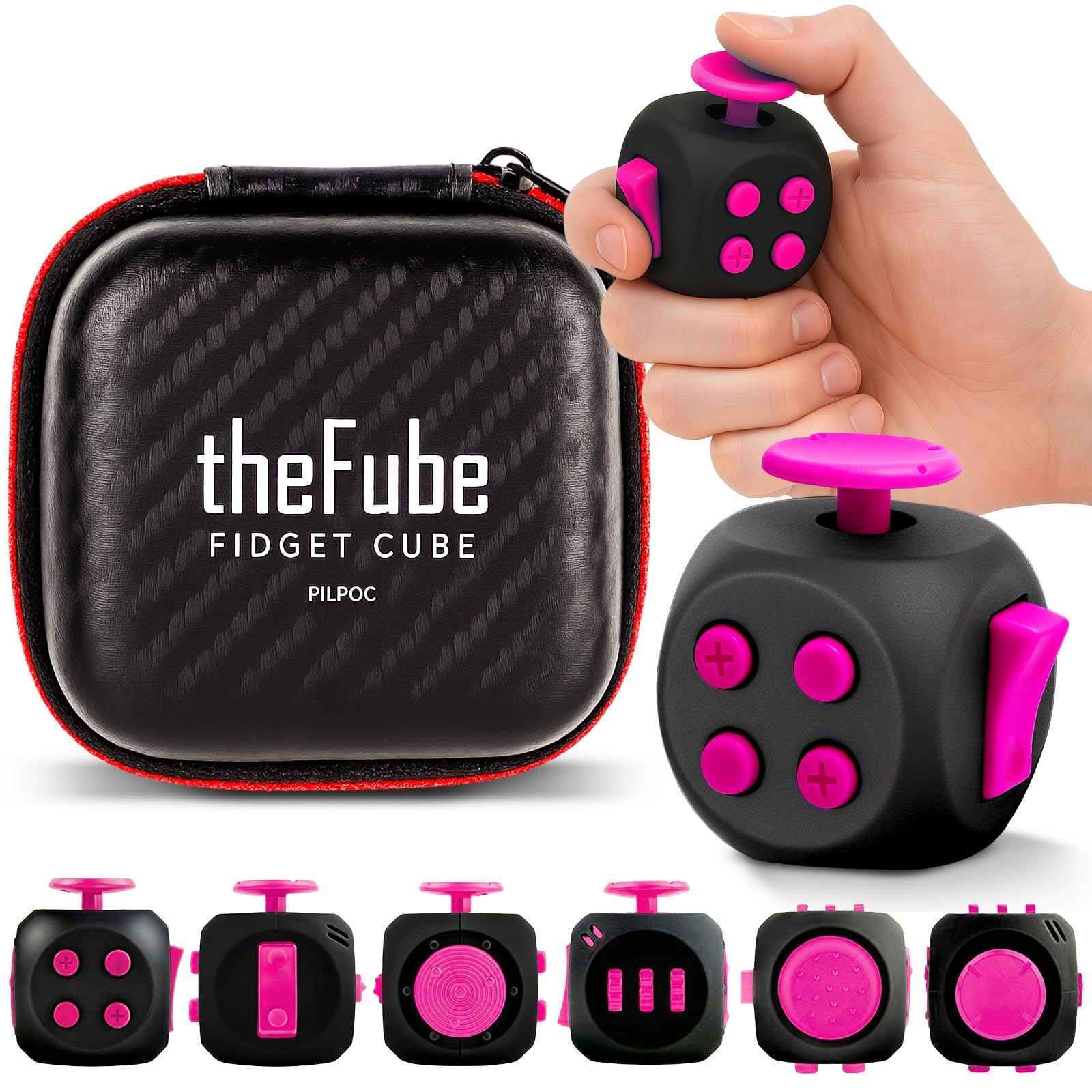 PILPOC theFube fidget cube Midnight-Rose pocket size for quick calm on the go.