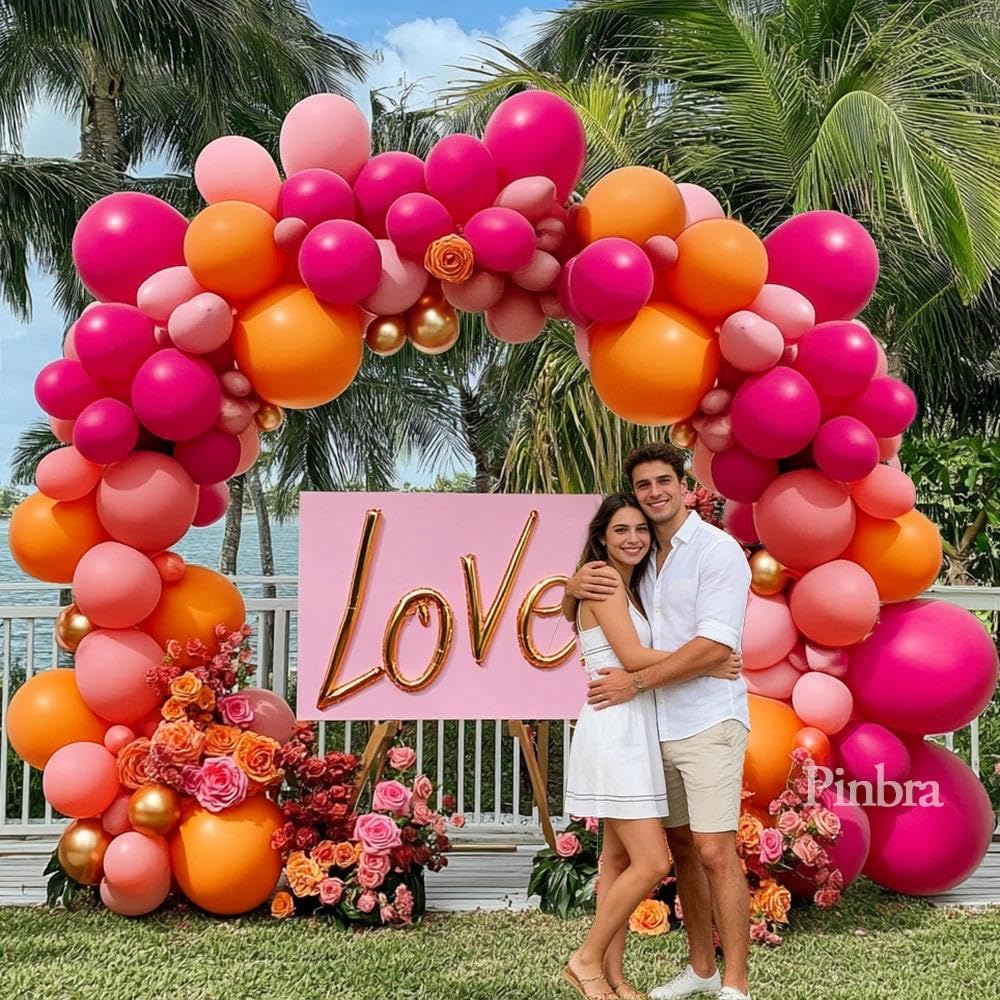 Pinbra hot pink and orange balloons add lively color to events