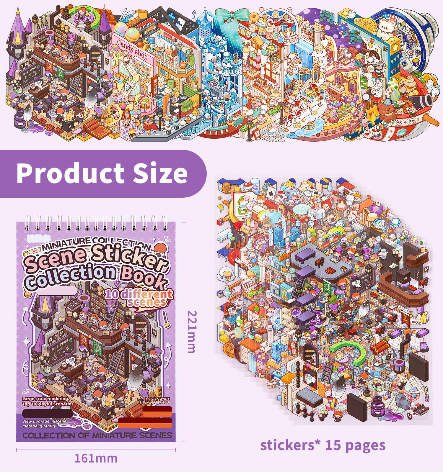 Pindda DIY 3D house stickers amusement park scene inspiring creativity and portable fun.