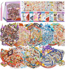 Pindda DIY 3D house stickers bookstore scene for creative mini worlds and stress-free fun.