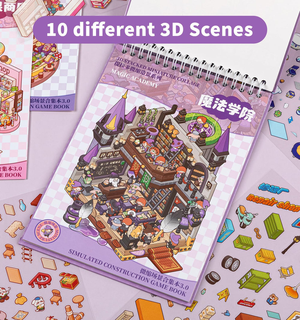 Pindda DIY 3D house stickers coffee shop scene boosts focus and playful decor.