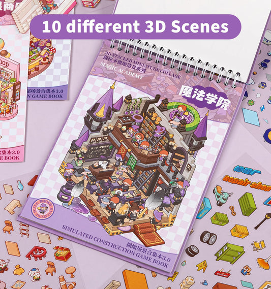 Pindda DIY 3D house stickers coffee shop scene boosts focus and playful decor.