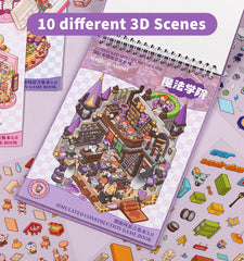 Pindda DIY 3D house stickers coffee shop scene boosts focus and playful decor.
