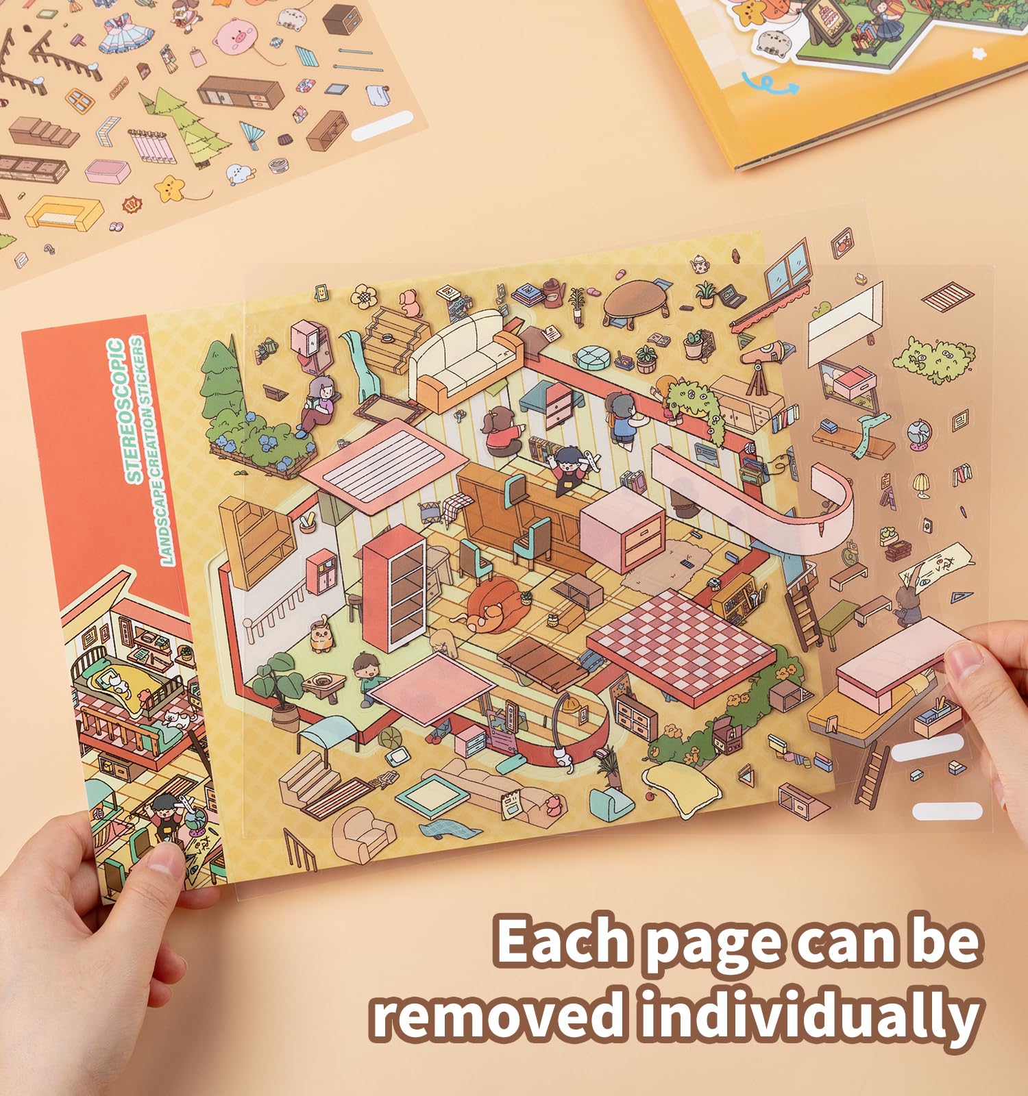 Pindda miniature home scene stickers for creative projects.
