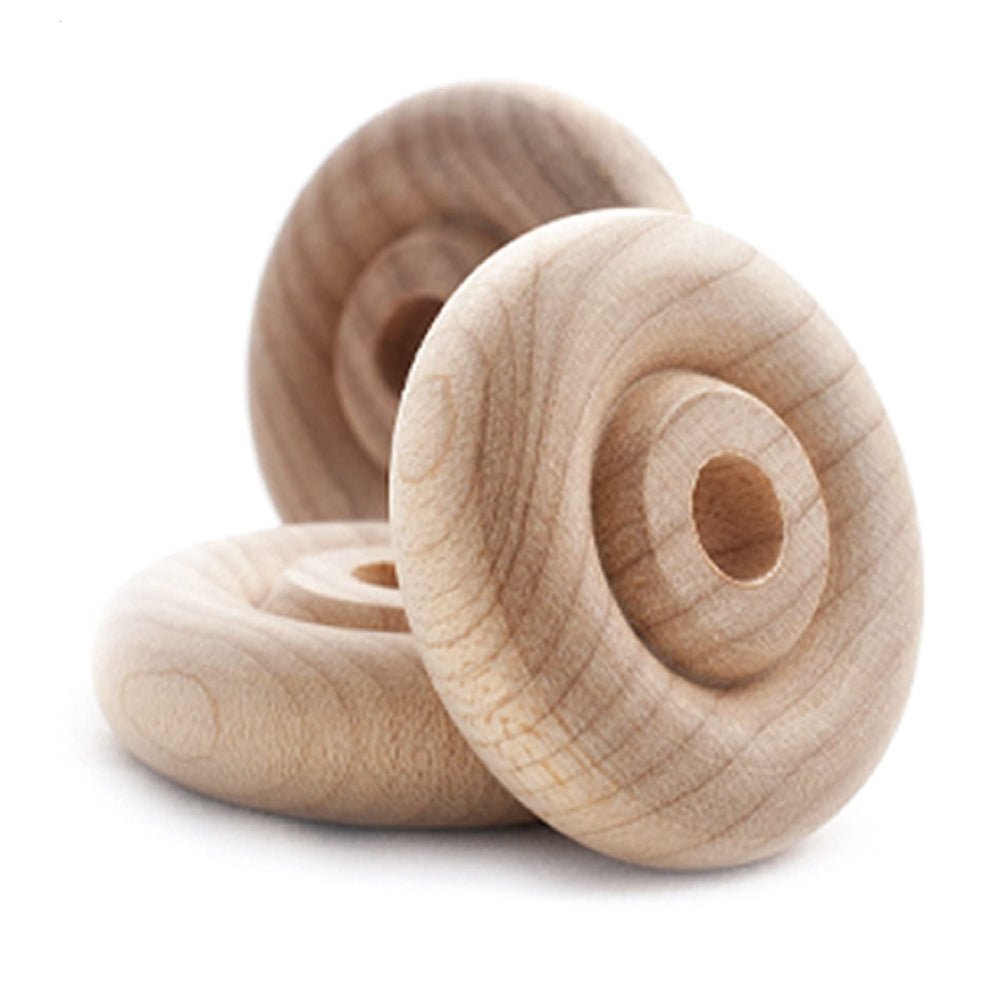 Pinehurst Crafts wooden toy wheels with 1/4 inch axle hole for DIY cars and crafts