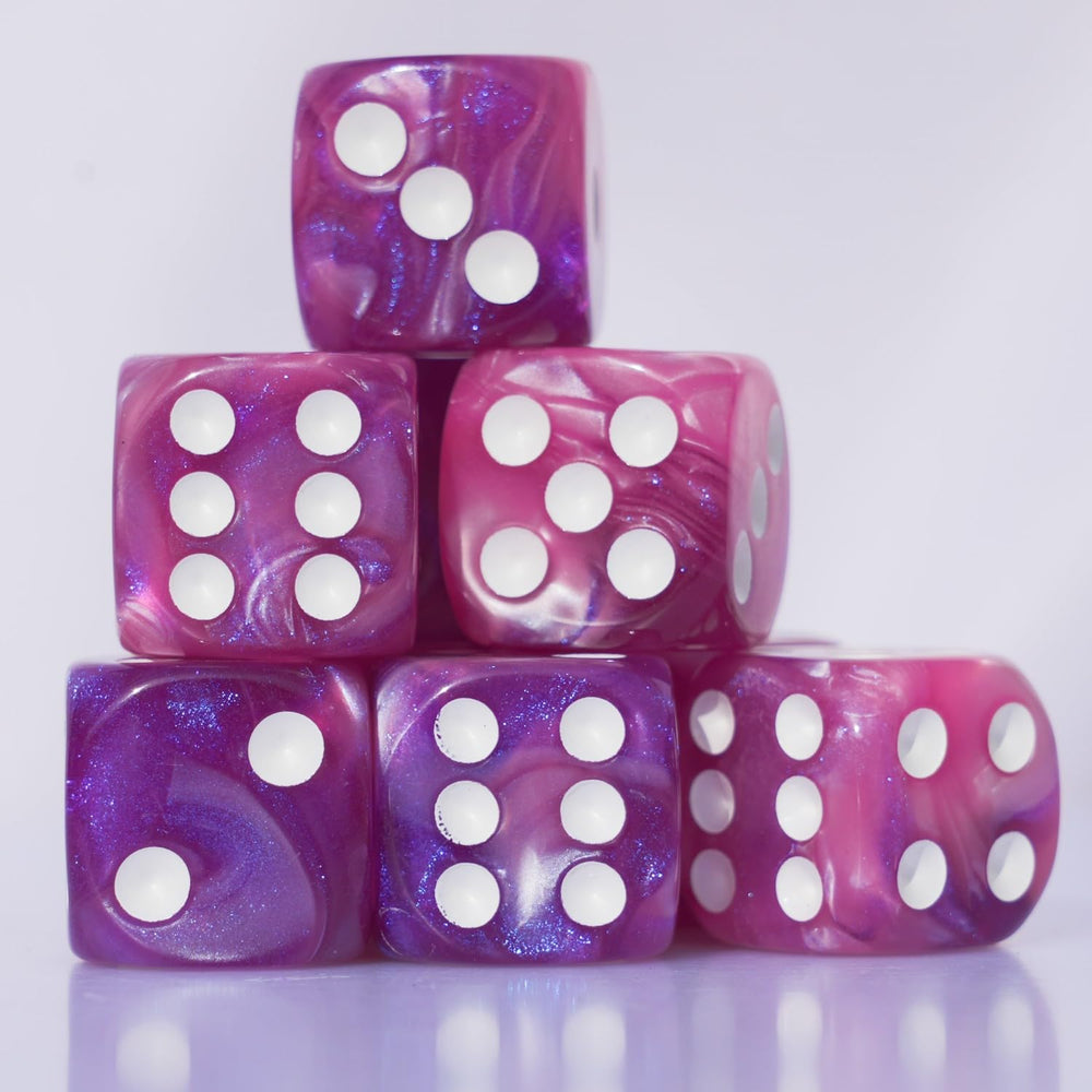 Pink and blue 16mm dice ideal for DND and MTG sessions