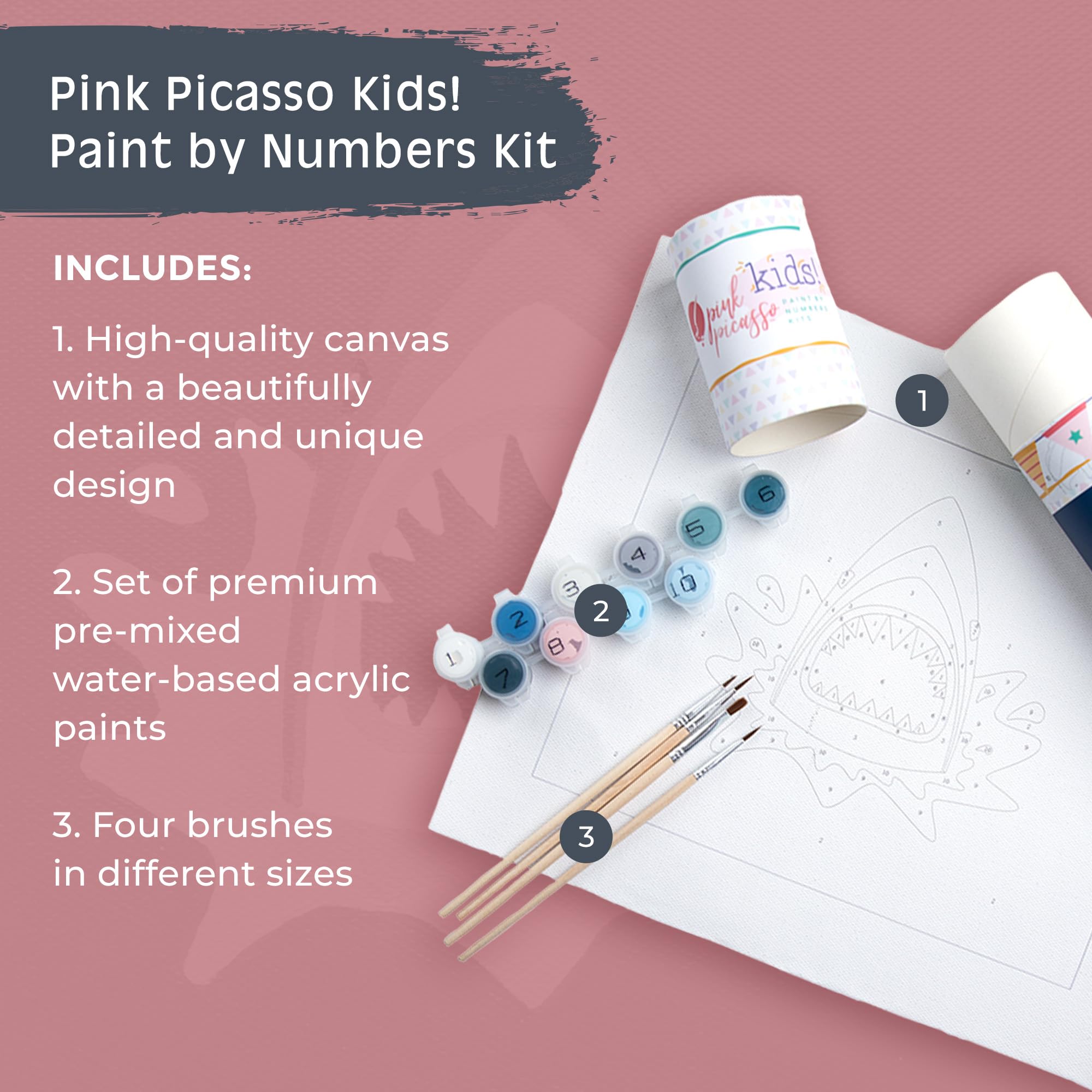 Pink Picasso color by number paints set for easy painting sessions