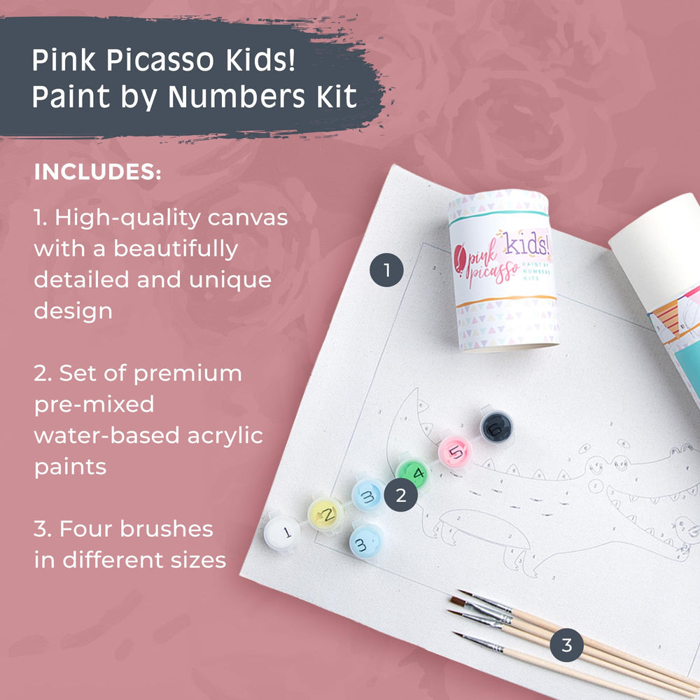Pink Picasso canvas detail shows numbered sections for easy, guided painting
