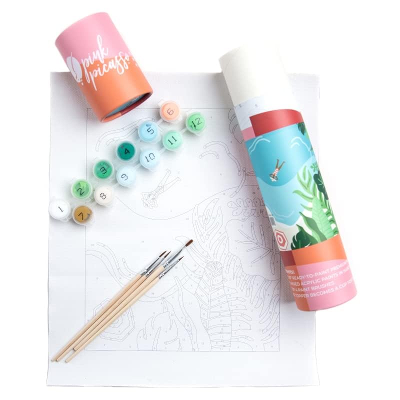Pink Picasso preprinted canvas with numbered sections simplifying the painting process.