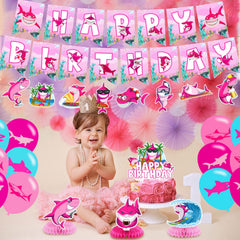 Pink Shark cupcake toppers decorate treats with cute theme accents