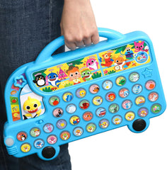 Pinkfong Baby Shark ABC Bus LED lights create a vibrant learning ambiance.