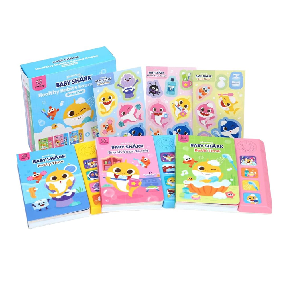 Pinkfong Baby Shark boxed set cover promotes playful multisensory learning for toddlers.