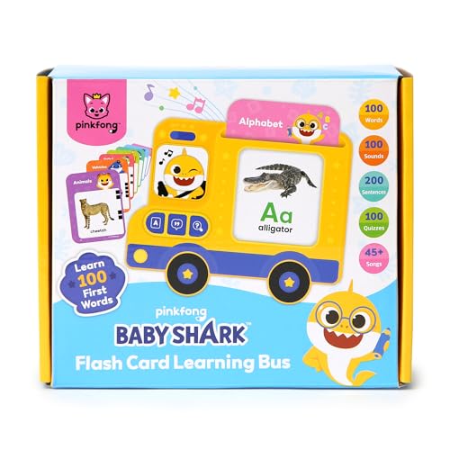 Pinkfong Baby Shark Flash Card Learning Bus open cards; boosts vocabulary through play.