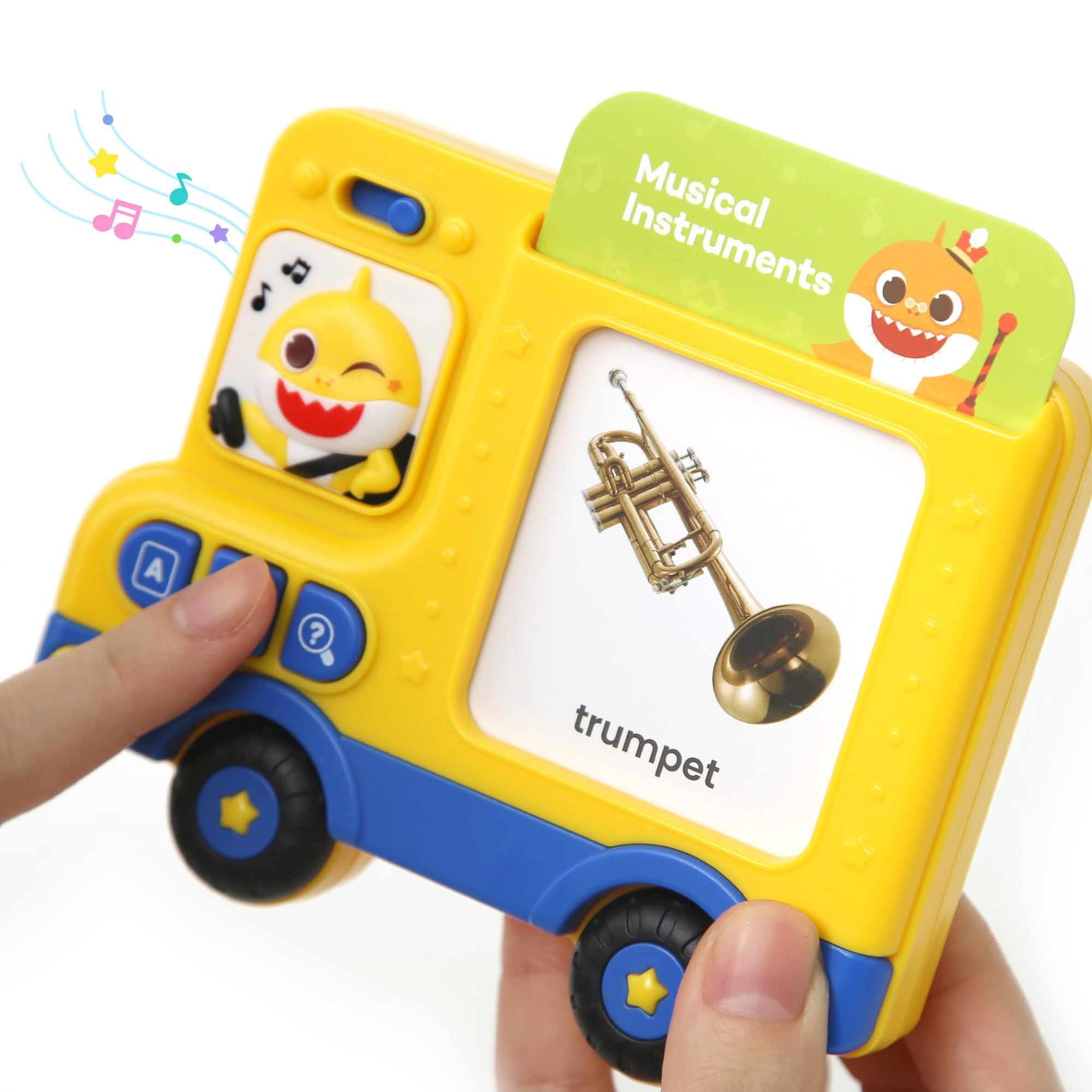 Pinkfong Baby Shark Flash Cards Bus; promotes cognitive development through colorful prompts.