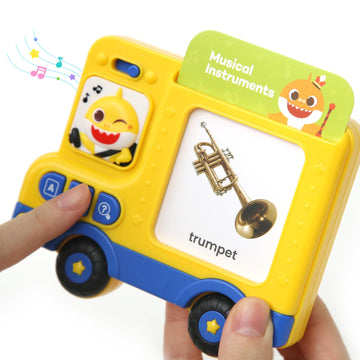Pinkfong Baby Shark Flash Cards Bus; promotes cognitive development through colorful prompts.