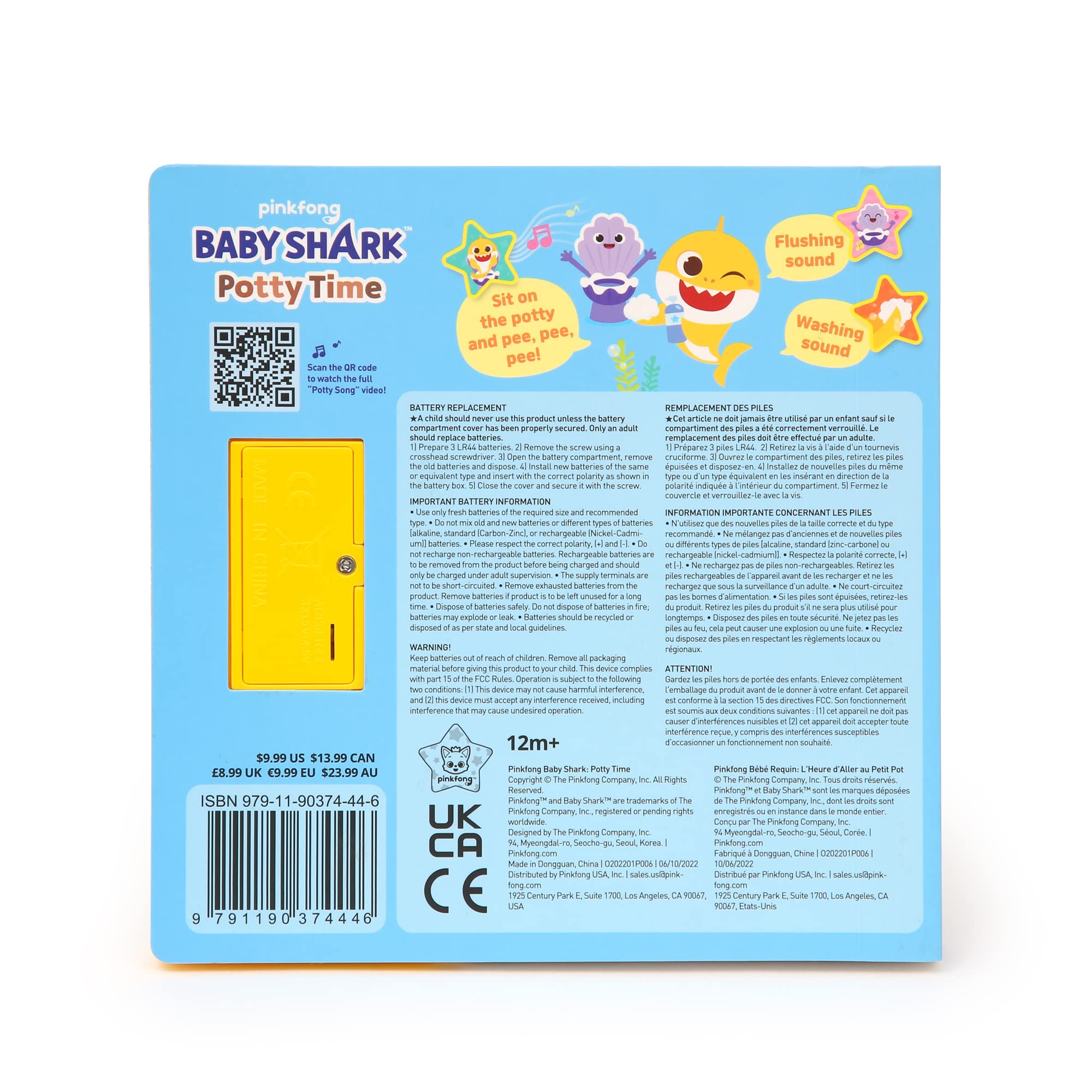 Pinkfong Baby Shark Potty Time page spread with vivid colors and legible text.